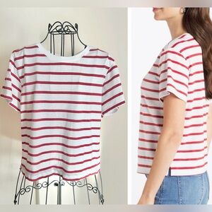 Market & Spruce Women's Red & White Striped Short-Sleeve Tee